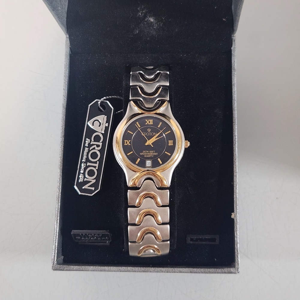 Croton 3ATM-100FT Quartz Stainless Steel Mens Wrist Watch Water Resistant